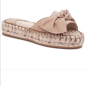J Slides Ritsy Espadrille Suede Bow Slides Size 8 NWOB